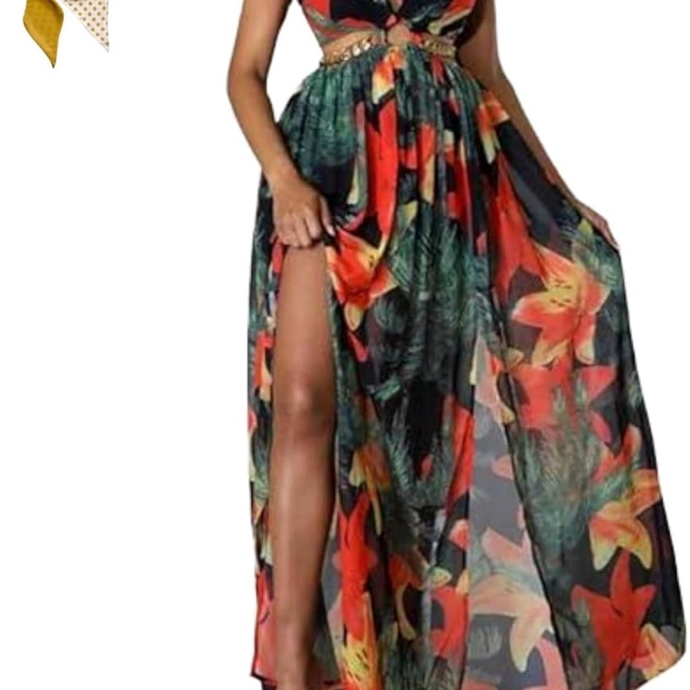 Floral Maxi Dress with Slit
